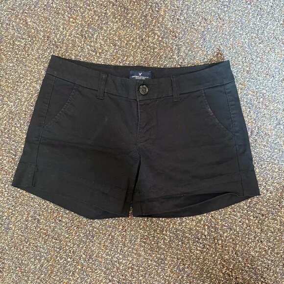 American Eagle black stretch midi shorts women’s size 4 - Picture 1 of 6
